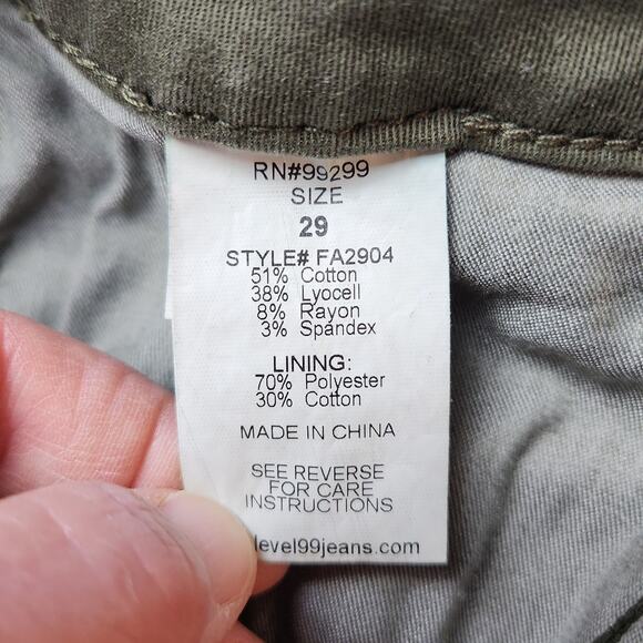 Level 99 Olive Green Women’s Pants – Size 29 - Picture 7 of 9
